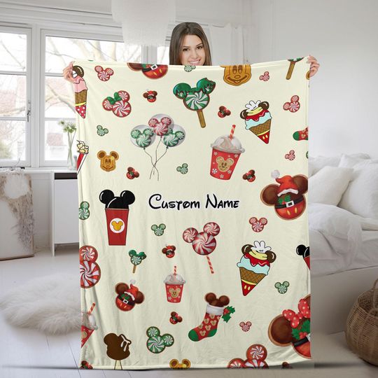 Discover Disney Holiday Snacks Minky Blanket, Christmas Blanket, Holiday Fleece Blanket, Soft Disney Blanket, Mickey Blanket, Minnie Blanket SK2E13