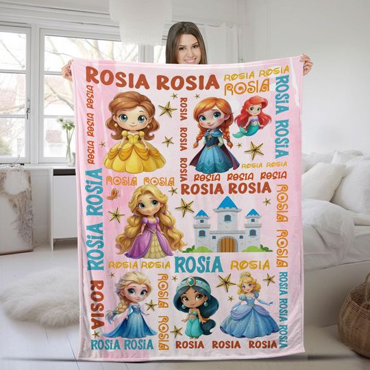 Discover Custom Name Blanket, Personalized Baby Girl Blanket, Kids Blanket, Princess Blanket, Unicorn Blanket, Birthday Blanket, Gift For Her SK2E06