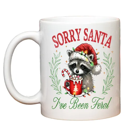 Discover Sorry Santa I've Been Feral Mug Christmas Theme Novelty Cup Gift Treat Xmas