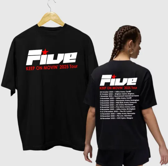 Discover Five Band Keep On Movin' 2025 Tour T-Shirt Concert Dates Band Music