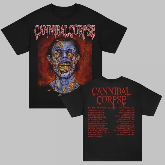 Cannibal Corpse North American Tour 2025 T-Shirt Skull Maggot 2025 Tour