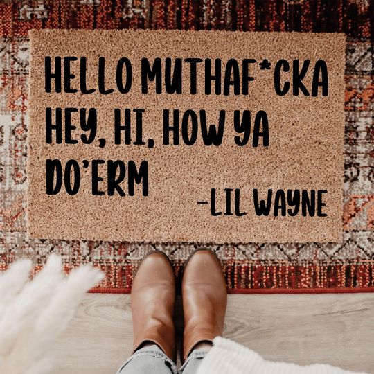 Discover Hello Mothafucka Doormat, Funny Welcome Mat Custom Outdoor Rug, Lyric Doormat, Funny Rug with Hello Mothafucka, Housewarming Gift For Fans
