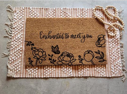 Discover Enchanted to meet you doormat, TS doormat, butterfly doormat, girly welcome mat, era doormat