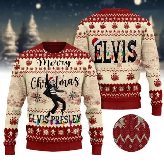 Discover Elvis Presley Merry Christmas Ugly Sweater with Santa Hat