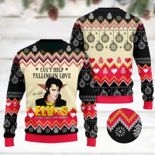 Discover Elvis Presley Christmas Ugly Sweatshirt, King of Rock Xmas Sweater