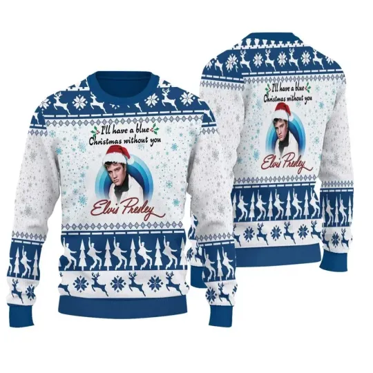 Discover BG Elvis Presley I'll Have A Blue Christmas Ugly Sweater