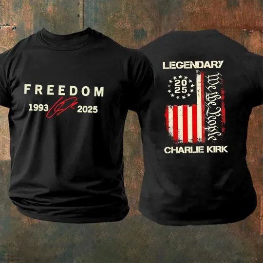 Discover Freedom Red Signature 1993-2025 Charlie Kirk T-Shirt All Sizes