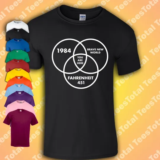 Discover Dystopian Venn Diagram T-Shirt You Are Here | 1984 Fahrenheit 451 | 3D T-Shirt