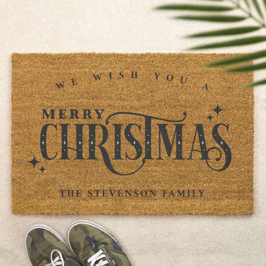 Discover We Wish You A Merry Christmas Family Custom Brush Door Mat Personalised Front Doormat Christmas Decor Xmas Doormat Festive Gift Holidays