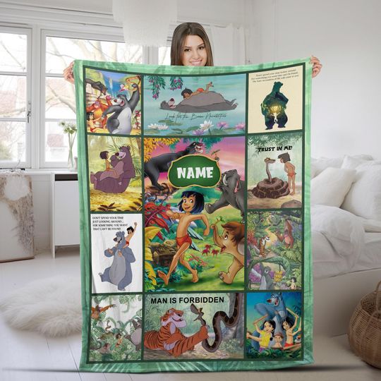 Discover Personalized Disney The Jungle Book Blanket, Jungle Book Baby Blanket, Custom Name Mowgli Baloo Baby Blanket, Soft Fleece Throw AXIX28