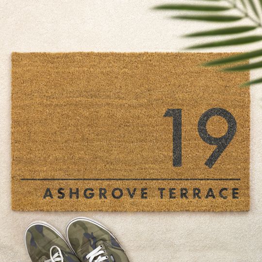 Discover Brush Door Mat Personalised Front Door Mat Custom Printed First Home Couple's Gift Modern Address