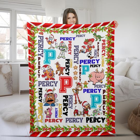Discover Personalized Toy Story Xmas Blanket, Woody Buzz Lightyear Blanket Christmas Gift, Toy Story Fleece Blanket, Toy Quilt Bedding Blanket SK2E22