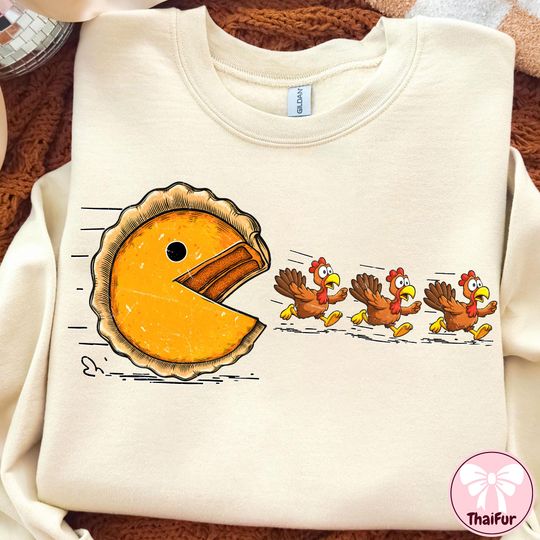 Discover Pumpkin Season Thanksgiving, Retro Funny Turkey, Pumpkin Pie Chasing, Fall Vibes Shirt