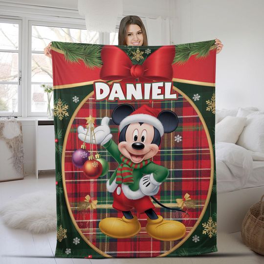 Discover Personalized Mickey Mouse Xmas Blanket/Customized Name Mickey Christmas Blanket/Mickey Fleece Blanket/Bedding Decor, Mouse Quilt OGXY14