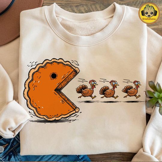Discover Retro Thanksgiving Pumpkin Pie Chasing, Funny Thanksgiving Turkey, Fall Vibes , Pumpkin Season, Turkey Day Shirt Design