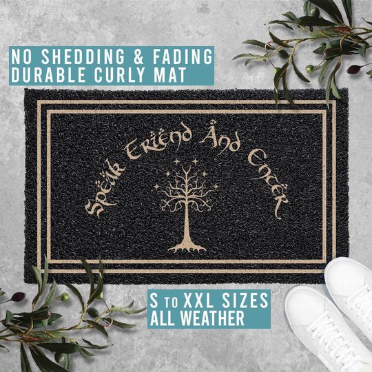 Discover Speak Friend and Enter Doormat Welcome Mat Funny Door Mat Movie TV Show Mat Housewarming Gift All Weather Durable Curly Mat SM0093