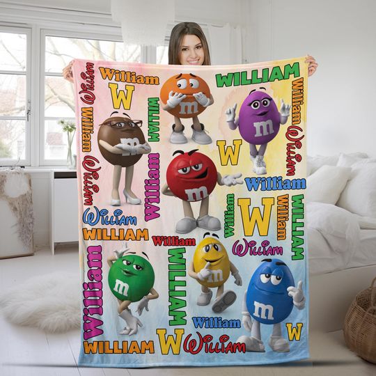 Discover Personalized M and M Blanket/MM Candy Fleece Blanket/M and M Candy Fleece Blanket/Throw Blanket Bed Couch Sofa/Candy Lover Blanket OGW524