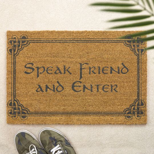 Discover Speak Friend and Enter Brush Doormat Front Door Mat Back Couple's Gift Friends Gift