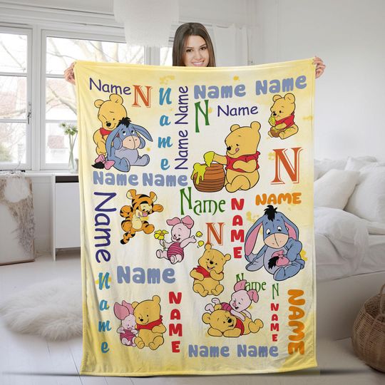 Discover Personalized Winnie The Pooh Blanket/Pooh Bear Blanket/Winnie The Pooh And Friends Blanket/Tigger Piglet Eeyore Blanket/Cartoon Pooh OGYJ02