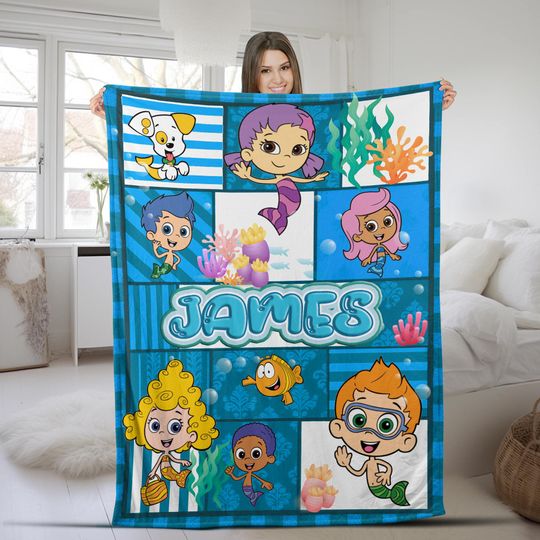 Discover Personalized Bubble Guppies Blanket, Bubble Guppies Party, Bubble Guppies Sofa Blanket, Custom Blanket, Anniversary AXIX22
