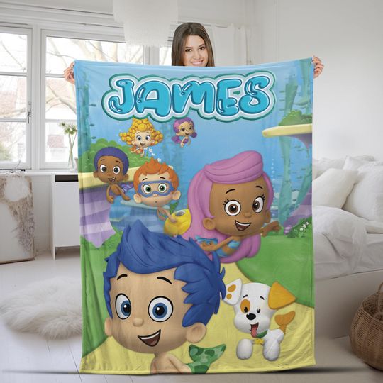 Discover Personalized Bubble Guppies Blanket, Bubble Guppies Party, Bubble Guppies Sofa Blanket, Custom Blanket, Anniversary AXIX21