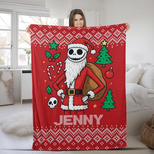 Personalized Blanket, Custom Blanket, Jack Skellington Blanket