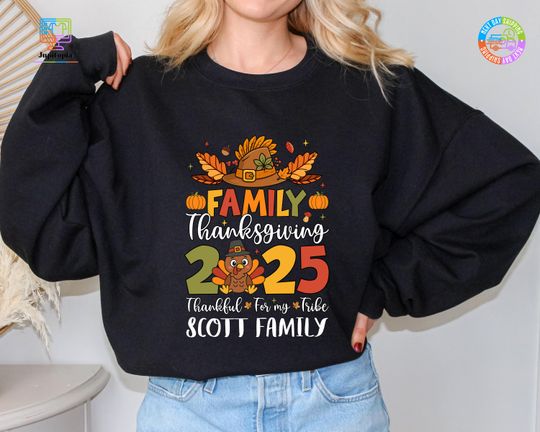 Discover Family Thanksgiving 2025 Shirt, Funny Pumpkin Fall Sweatshirt, Turkey Matching Family Gift, Thanksgiving Party Tshirt, Thankful Autumn Tee
