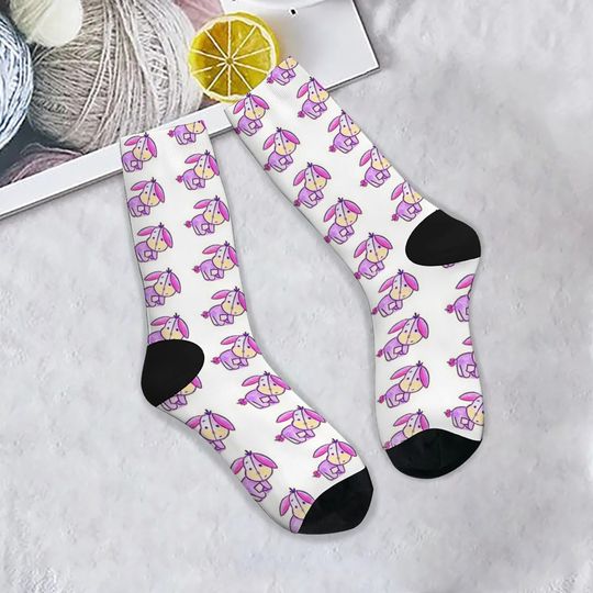 Novelty Cartoon Eeyore Donkey Print Men's Socks