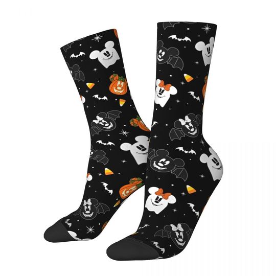 Discover Winter Warm Colorful Men's Women's Mickey Mouse Halloween Pumpkin Socks