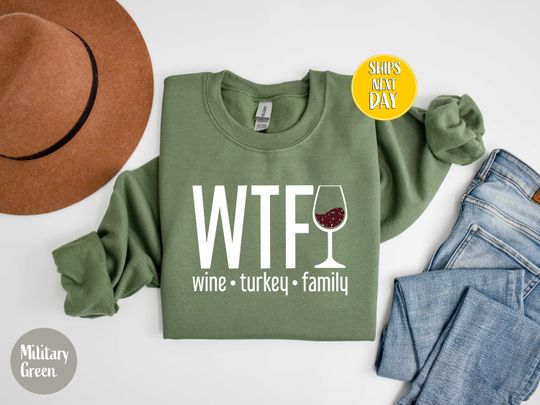 Discover Wine Turkey Family Sweatshirt, Thanksgiving Shirt, Funny Thanksgiving Sweat, Thanksgiving Outfit, Fall Shirt, Turkey Shirts,Autumn Tee -TH05