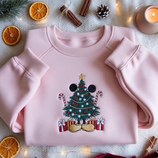 Discover EMBROIDERED Mickey Christmas Sweatshirt, Disney Holiday Crewneck, Mickey Mouse Xmas Shirt, Mickey Very Merry Christmas, Mickey Santa Shirt