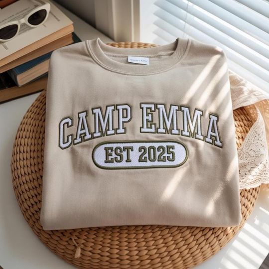 Discover EMBROIDERED Custom Camp Bachelorette Party Sweatshirt, Mountain Bride Tee, Camping Shirt, Camp Themed Bachelorette Shirts, Retro Camping Tee