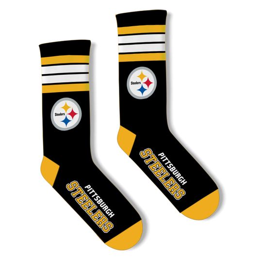 For Bare Feet Men'S football 4-Stripe Deuce Performance Crew Socks Large