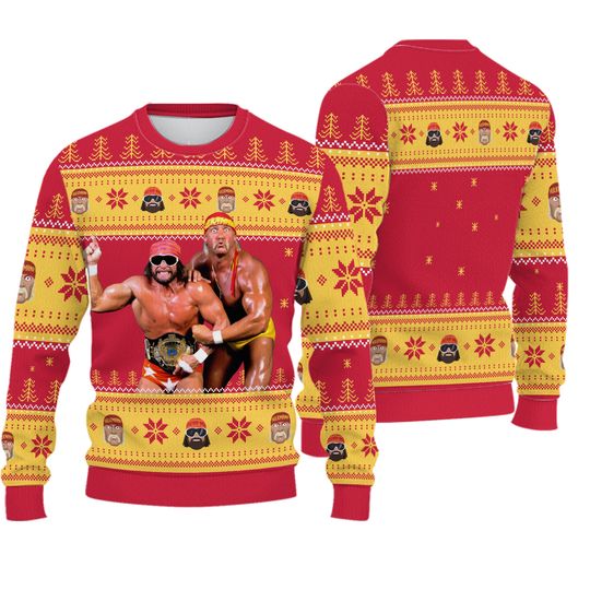Mega Powers Macho Man & Hulk Hogan Ugly Christmas Sweater – For Wrestling Entertainment Fans