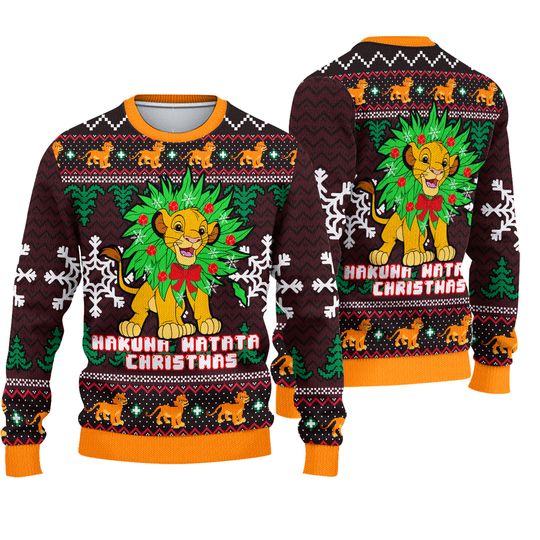 Disneyland The Lion King Ugly Sweater, Simba Lion King Ugly Christmas Sweatshirt, Hakuna Matata Christmas Sweater, Christmas Vacation