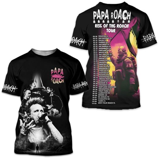 Papa Roach Rise Of The Roach 2025 Tour 3D T-shirt