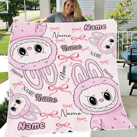 Personalized Labubu Blanket, Fleece Blanket, Kid Blanket, Back To School Gift