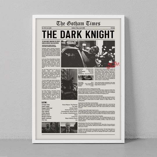 The Dark Knight,  FHD Wall Decor, Wall Hangings, , Museum Poster, , Newspaper Poster, High Quality Print