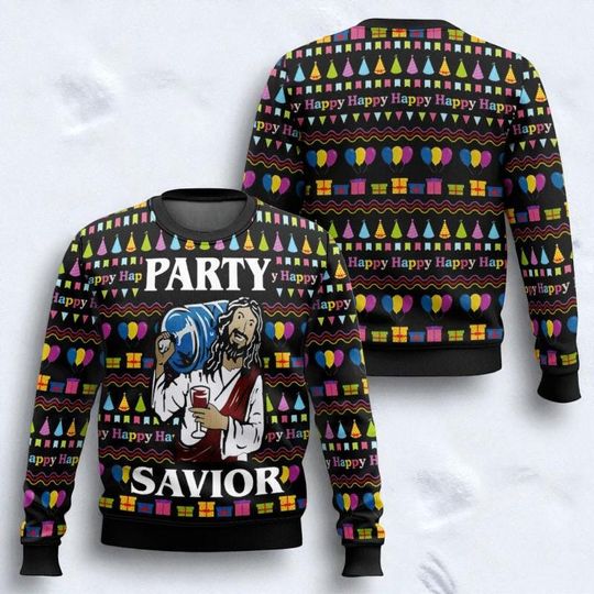Discover Happy Jesus Ugly Christmas Sweater, Funny Christian Holiday Jumper for Men & Women