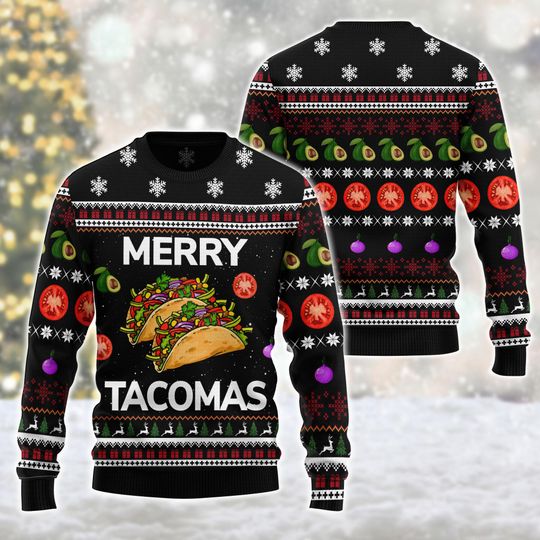 Discover Merry Tacomas Ugly Christmas Sweater, Happy Holiday Xmas Gift, Tacomas Sweater Lover Xmas Sweater Gift, Christmas Gift