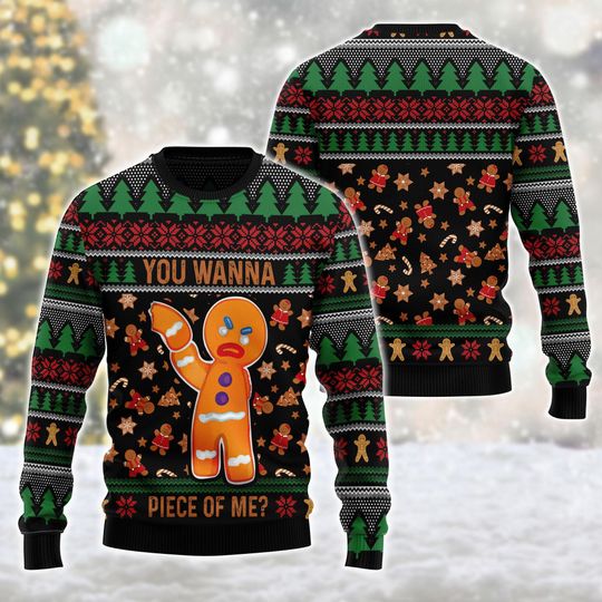 Discover Gingerbread Man Ugly Christmas Sweater Xmas Ugly Sweater Holiday Xmas Gift, Happy Holiday Sweater Lover Xmas Sweater Gift, Christmas Gift