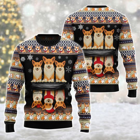 Pembroke Welsh Corgi Ugly Christmas Sweater, Holiday Sweater, Xmas Sweater Gift