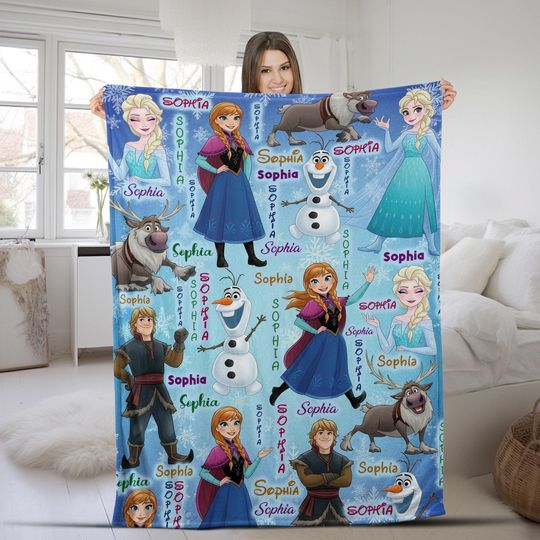 Discover Personalized Frozen Elsa Disney Blanket, Custom Name Disney Elsa Princess Blanket, Princess Elsa Blanket Birthday Gift, Elsa Blanket AXIW07