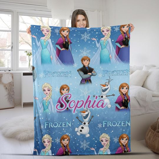 Discover Pink Frozen Minky Blanket, disney princess blanket, elsa and anna blanket, olaf blanket, disney gift, gifts under 50 AXIW06