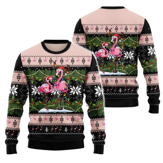 Discover Flamingo Christmas Sweater, Flamingo Ugly Sweater, Ugly Xmas Sweater, Happy Holiday Sweater Lover Xmas Sweater Gift, Christmas Gift