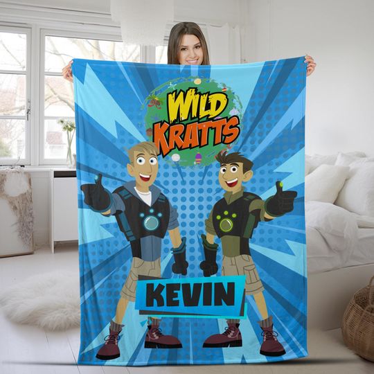 Discover Wild Kratts Custom Name Blanket, Customized Wild Kratts Quilt Blanket, Wild Kratts Birthday Party, Cartoon Blanket, Birthday Gifts SKXI18