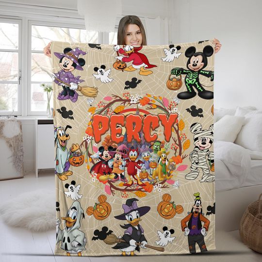 Discover Personalized Mickey and Friends Halloween 2025 Blanket, WDW Disneyland family vacation Blanket, Mickey's Not So Scary Halloween party AXHK29