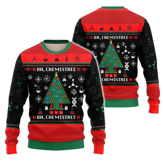 Discover Oh, Chemistree Science Ugly Christmas Sweater, Chemist Lover Xmas Sweatshirt  Happy Holiday Sweater Lover Xmas Sweater Gift, Christmas Gift