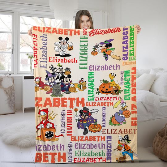 Discover Personalized Watercolor Mickey and Friends Disney Halloween Blanket/Mickeys Not So Scary Halloween  Blanket/Disney Halloween  Blanket OGVB13