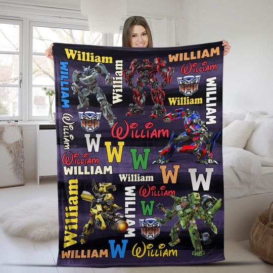 Custom Transformer Blanket/Personalized Robot Blankets/Boy Bed Room Blanket